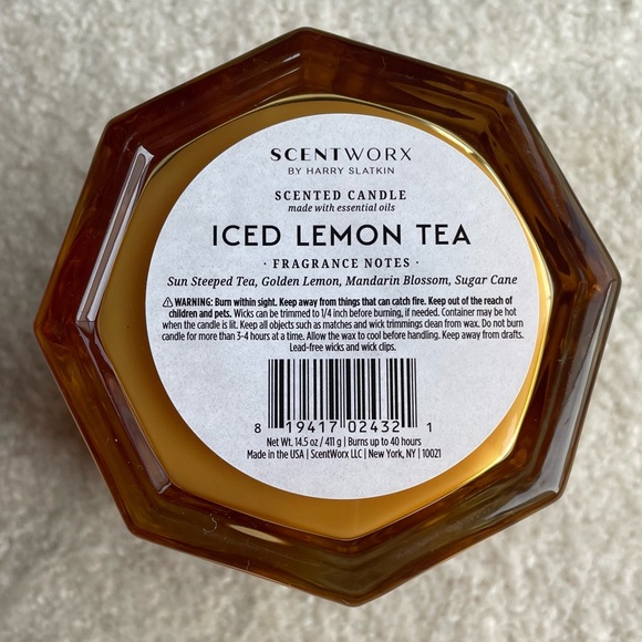 Scentworx Harry Slatkin Iced Lemon Tea Candle 3 Wick 14.5oz Madarin Sugar Cane - Picture 7 of 7